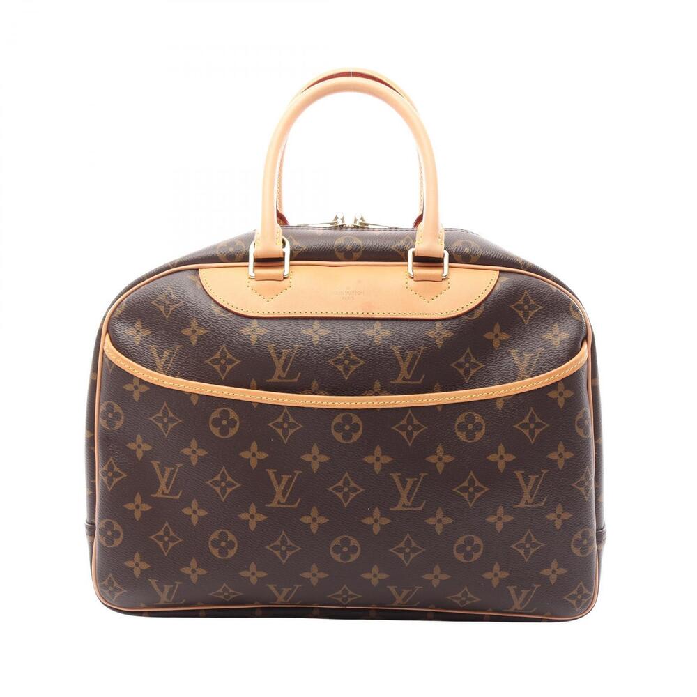 Louis Vuitton Deauville Bowling Vanity Monogram Top Bag Canvas Leather Brown